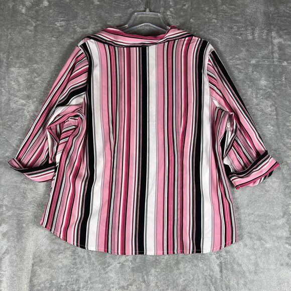 Womens Blue Diamond Plus Size Stretch blouse size 18 Vintage‎ Retro Pink Striped - Picture 5 of 5